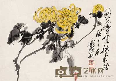 颜梅华 菊花 镜心 29.5×42cm